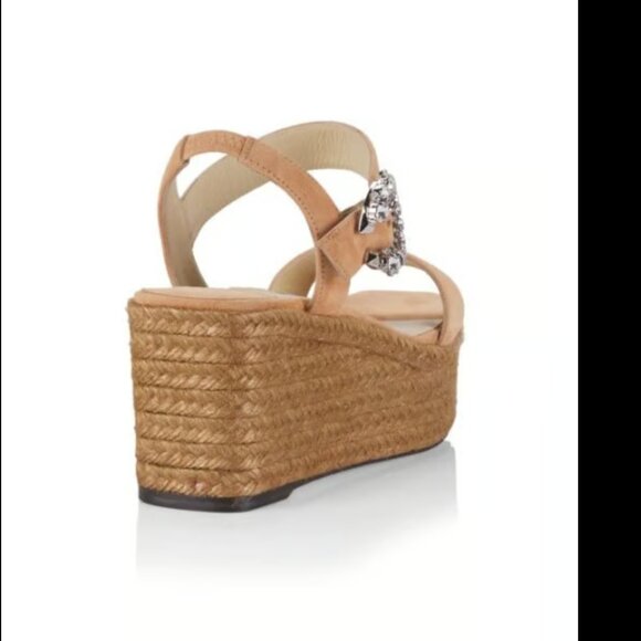 Jimmy Choo Mirabelle 70 Crystal Embellished Suede Espadrille Wedge Sandals 39 - Picture 8 of 10